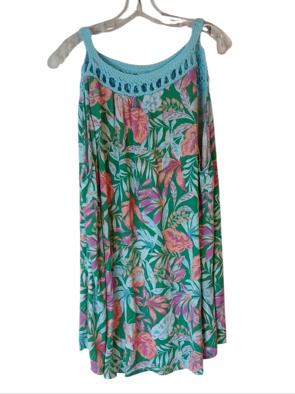 Twrra & Sky Tropical Floral Macrame Tank Dress Size 3X